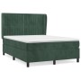 Cama box spring con colchón terciopelo verde oscuro 140x200 cm