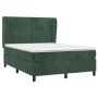 Cama box spring con colchón terciopelo verde oscuro 140x200 cm