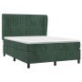 Cama box spring con colchón terciopelo verde oscuro 140x200 cm