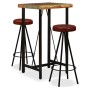 Set muebles de bar 3 pzas madera maciza reciclada cuero genuino von , Möbelsets für Küchen und Esszimmer - Ref: Foro24-275139...