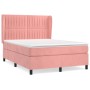 Cama box spring con colchón terciopelo rosa 140x200 cm