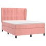 Cama box spring con colchón terciopelo rosa 140x200 cm