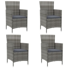 Sillas de jardín 4 unidades con cojines ratán sintético gris de , Sillas de jardín - Ref: Foro24-316690, Precio: 294,96 €, De...
