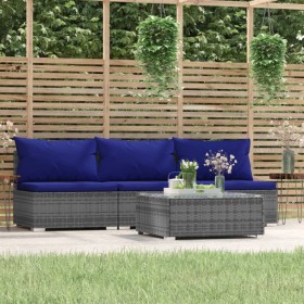 Set de muebles de jardín 4 pzas y cojines ratán sintético gris de , Conjuntos de jardín - Ref: Foro24-317573, Precio: 248,35 ...