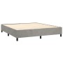 Cama box spring con colchón terciopelo gris claro 160x200 cm