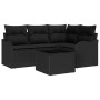 Conjunto de sofá de jardín con cojín 5 pcs Negro Poliratán