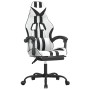 Silla gaming giratoria reposapiés cuero sintético blanco negro de , Sillones para videojuegos - Ref: Foro24-349541, Precio: 1...