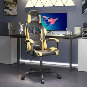 Silla gaming giratoria cuero sintético negro y dorado de , Sillones para videojuegos - Ref: Foro24-349569, Precio: 103,84 €, ...