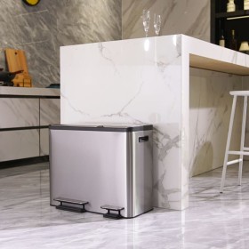 EKO Cubo de pedal EcoCasa 3x15 L plateado mate by , Waste containers - Ref: Foro24-440011, Price: 133,64 €, Discount: %