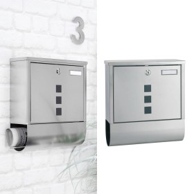 HI Buzón con compartimento de periódicos acero inox 30,5x9,6x33,5 cm by , mail slots - Ref: Foro24-445595, Price: 39,08 €, Di...