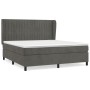 Cama box spring con colchón terciopelo gris oscuro 180x200 cm