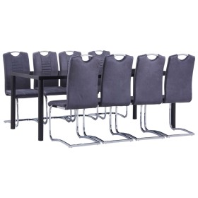Juego de comedor 9 piezas piel de ante artificial gris von , Möbelsets für Küchen und Esszimmer - Ref: Foro24-3053176, Preis:...