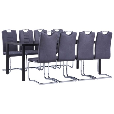 Juego de comedor 9 piezas piel de ante artificial gris von , Möbelsets für Küchen und Esszimmer - Ref: Foro24-3053176, Preis:...