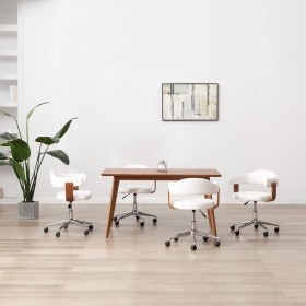 Sillas de comedor giratorias 4 uds madera curvada cuero blanco de , Sillas de comedor - Ref: Foro24-3054894, Precio: 575,55 €...