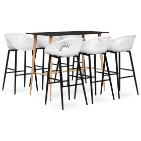 Mesa alta y taburetes de bar 7 piezas negro y blanco de , muebles para cocinas y comedores - Ref: Foro24-3057474, Precio: 512...