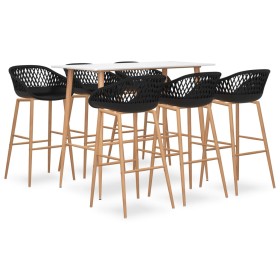 Mesa alta y taburetes de bar 7 piezas blanco y negro de , muebles para cocinas y comedores - Ref: Foro24-3057448, Precio: 558...