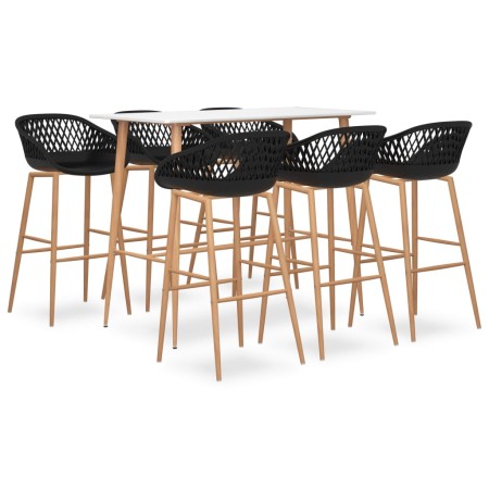Mesa alta y taburetes de bar 7 piezas blanco y negro von , Möbelsets für Küchen und Esszimmer - Ref: Foro24-3057448, Preis: 5...
