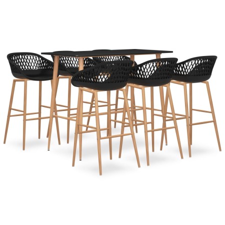 Mesa alta y taburetes de bar 7 piezas negro von , Möbelsets für Küchen und Esszimmer - Ref: Foro24-3057476, Preis: 582,59 €, ...