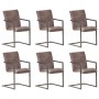 Sillas voladizas de comedor 6 unidades cuero auténtico marrón de , Sillas de comedor - Ref: Foro24-3059806, Precio: 882,66 €,...