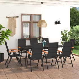 Juego de comedor para jardín 9 piezas negro y marrón de , Conjuntos de jardín - Ref: Foro24-3060093, Precio: 663,29 €, Descue...