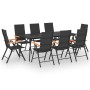 Juego de comedor para jardín 9 piezas negro y marrón de , Conjuntos de jardín - Ref: Foro24-3060093, Precio: 695,25 €