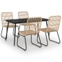 Juego de comedor para jardín 5 piezas ratán sintético y vidrio de , Conjuntos de jardín - Ref: Foro24-3060233, Precio: 643,80 €