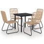 Juego de comedor para jardín 5 piezas ratán sintético y vidrio de , Conjuntos de jardín - Ref: Foro24-3060238, Precio: 551,89 €