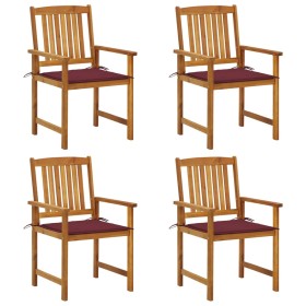 Sillas de jardín con cojines 4 unidades madera maciza de acacia de , Sillas de jardín - Ref: Foro24-3061186, Precio: 321,74 €...