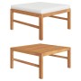 Reposapiés con cojín crema madera maciza de teca von vidaXL, Modulare Sofas für den Außenbereich - Ref: Foro24-316106, Preis:...