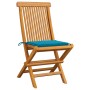 Sillas de jardín 4 uds con cojines azules madera de teca von , Gartenstühle - Ref: Foro24-3062572, Preis: 251,01 €, Rabatt: %
