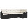 Conjunto de sofá de jardín con cojín 5 pcs Negro Poliratán