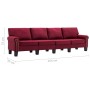 Sofá de 4 plazas de tela color vino tinto by , Sofas - Ref: Foro24-287178, Price: 456,91 €, Discount: %