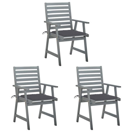 Sillas comedor de jardín 3 uds madera maciza acacia y cojines von , Gartenstühle - Ref: Foro24-3064428, Preis: 295,34 €, Raba...
