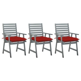 Sillas comedor de jardín 3 uds madera maciza acacia y cojines von , Gartenstühle - Ref: Foro24-3064449, Preis: 288,73 €, Raba...