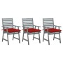 Sillas comedor de jardín 3 uds madera maciza acacia y cojines von , Gartenstühle - Ref: Foro24-3064449, Preis: 288,73 €, Raba...