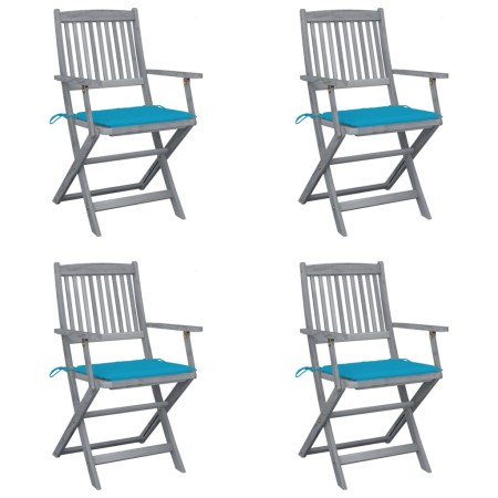 Sillas de jardín plegables 4 uds cojines madera maciza acacia von , Gartenstühle - Ref: Foro24-3064513, Preis: 185,54 €, Raba...