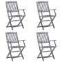 Sillas de jardín plegables 4 uds cojines madera maciza acacia von , Gartenstühle - Ref: Foro24-3064513, Preis: 185,54 €, Raba...