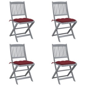 Sillas de jardín plegables 4 uds cojines madera maciza acacia de , Sillas de jardín - Ref: Foro24-3064587, Precio: 209,97 €