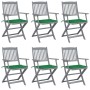 Sillas de jardín plegables 6 uds cojines madera maciza acacia von , Gartenstühle - Ref: Foro24-3065412, Preis: 299,16 €, Raba...