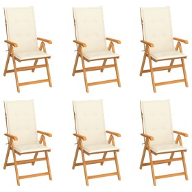 Sillas de jardín 6 uds madera maciza de teca cojines crema von , Gartenstühle - Ref: Foro24-3065562, Preis: 768,93 €, Rabatt: %