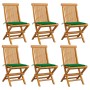 Sillas de jardín 6 uds con cojines verdes madera de teca von , Gartenstühle - Ref: Foro24-3065595, Preis: 381,72 €, Rabatt: %