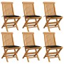 Sillas de jardín 6 uds con cojines negros madera de teca by , Garden chairs - Ref: Foro24-3065597, Price: 404,32 €, Discount: %