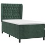 Cama box spring con colchón terciopelo verde oscuro 80x200 cm