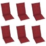 Sillas de jardín 6 uds madera maciza de teca cojines rojo tinto von , Gartenstühle - Ref: Foro24-3065569, Preis: 733,04 €, Ra...
