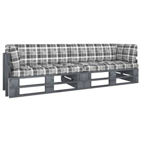 Sofá de palets 2 plazas cojines gris madera de pino impregnada de , Conjuntos de jardín - Ref: Foro24-3066638, Precio: 260,03...