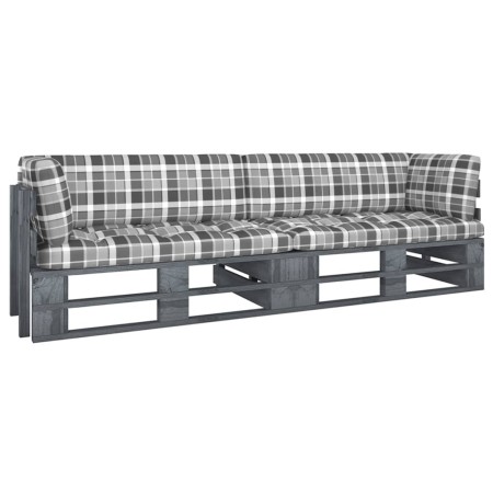 Sofá de palets 2 plazas cojines gris madera de pino impregnada de , Conjuntos de jardín - Ref: Foro24-3066638, Precio: 260,03...
