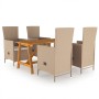 Juego de comedor de jardín 5 piezas beige by , Garden sets - Ref: Foro24-3068759, Price: 625,81 €, Discount: %