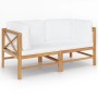 Banco de jardín de 2 plazas y cojines crema madera maciza teca de , Bancos de jardín - Ref: Foro24-3068854, Precio: 369,81 €,...
