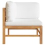 Banco de jardín de 2 plazas y cojines crema madera maciza teca de , Bancos de jardín - Ref: Foro24-3068854, Precio: 369,81 €,...
