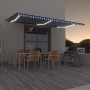 Toldo automático LED sensor de viento azul y blanco 600x350 cm by , Awnings - Ref: Foro24-3069251, Price: 1,00 €, Discount: %